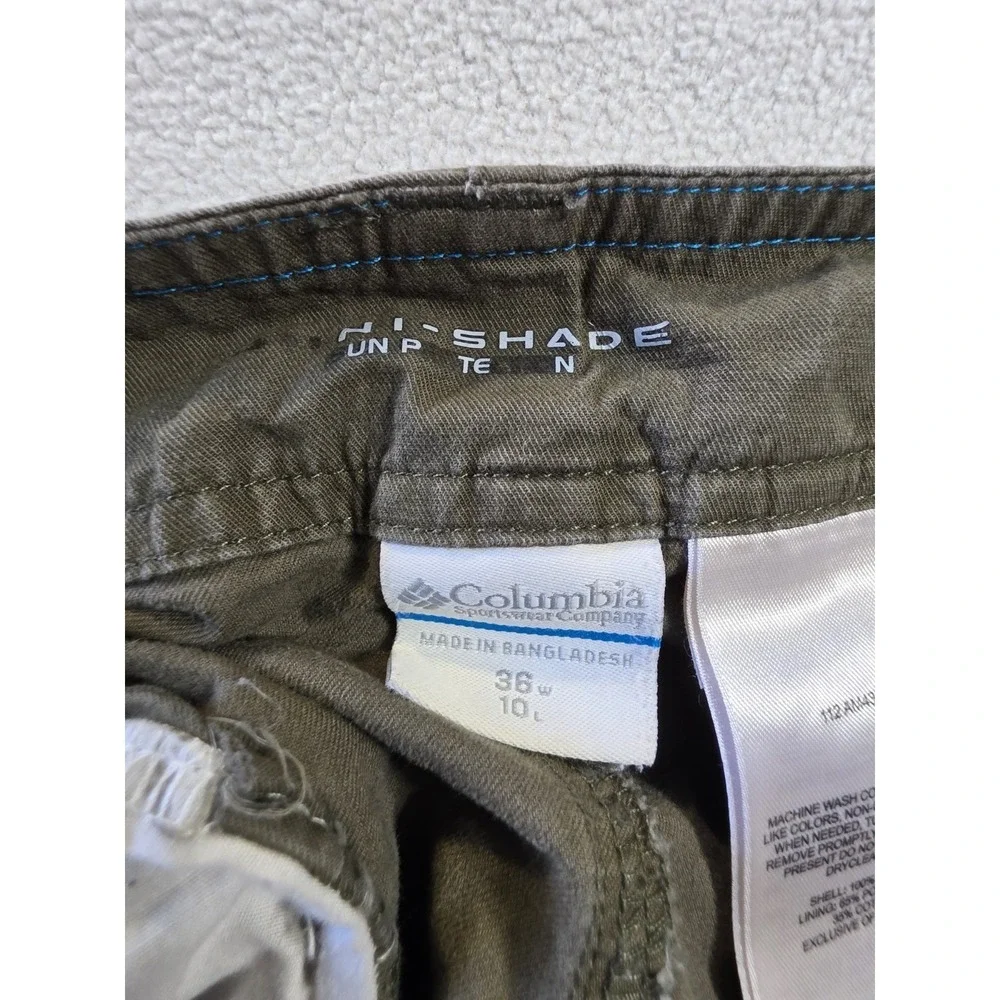Columbia Omni-Shade Men's Shorts 36W 10L Olive Green Outdoor Hiking Pockets